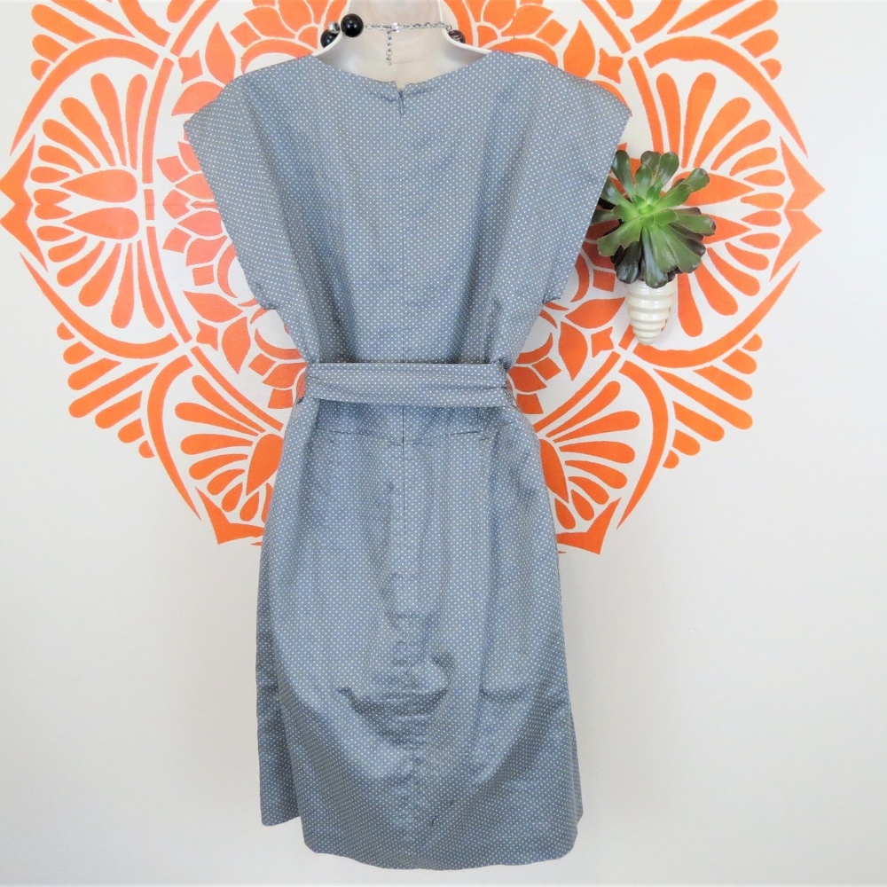 Anne Taylor Loft Gray Cotton Polka Dot Dress 10 - Picture 3 of 3